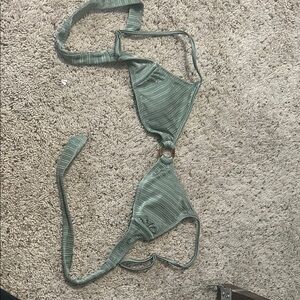 Chic Green Striped Bikini Top